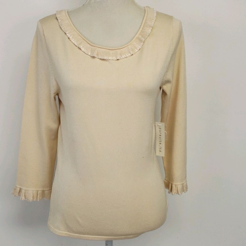 PURSUITS, Ltd. Silk Blend Embellished NWT Sweater NWT